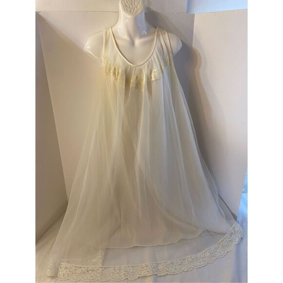 Shadowline wedding night gown matching robe nylon USA peignoir - Picture 1 of 10